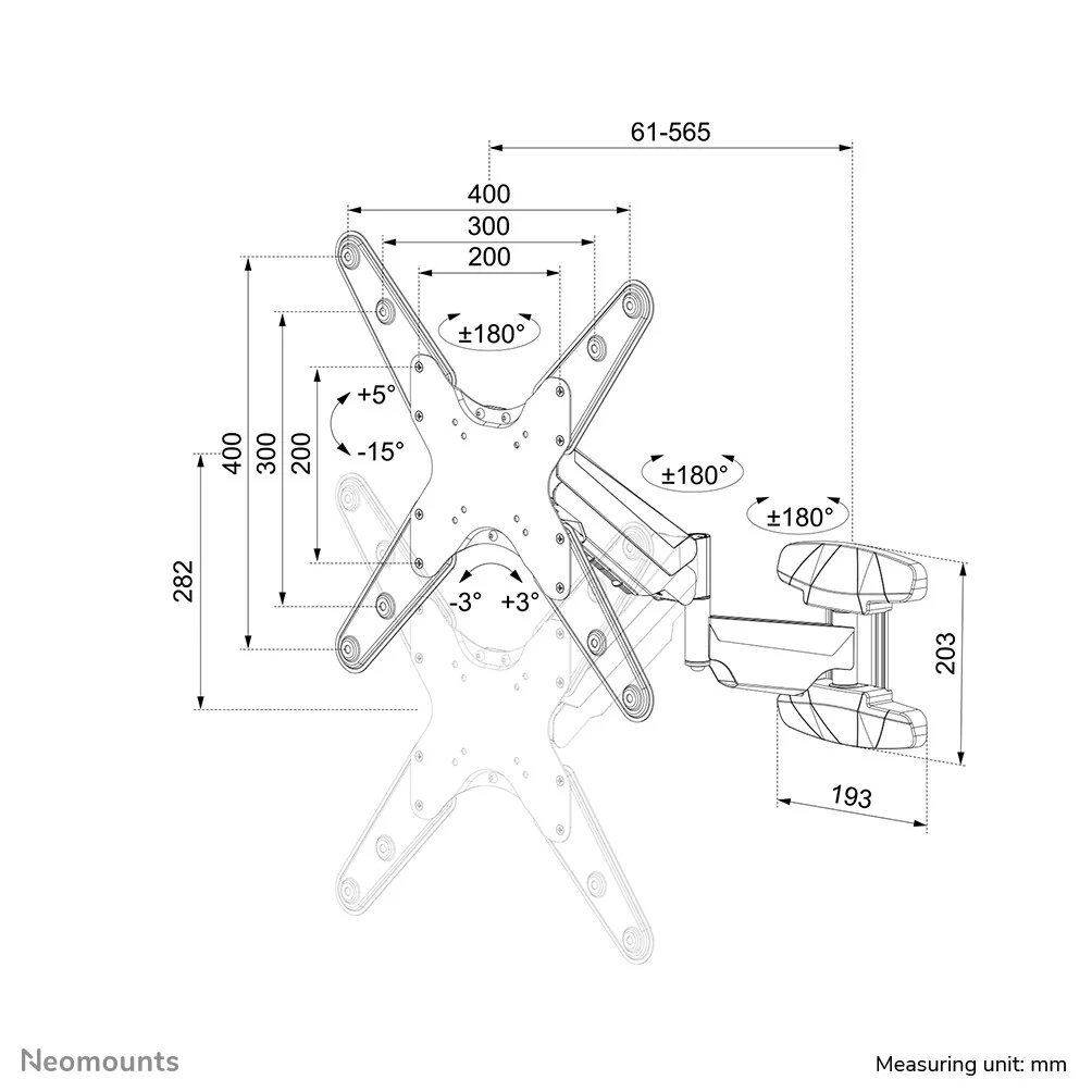 Neomounts WL70-550BL14 - Wall TV mount for 81.3 cm (32") to 139.7 cm (55") - Image 15
