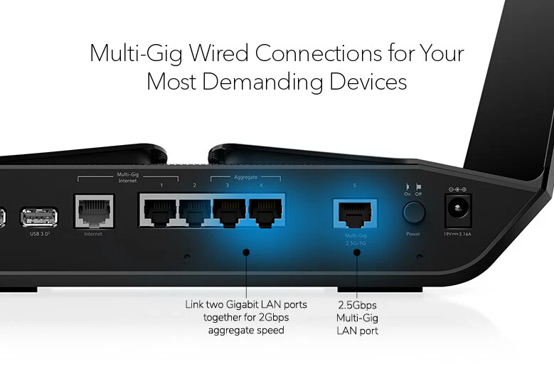 NETGEAR Nighthawk RAXE500 - Gigabit Ethernet Tri-band (2.4 GHz / 5 GHz / 6 GHz) wireless router in Black - Image 6