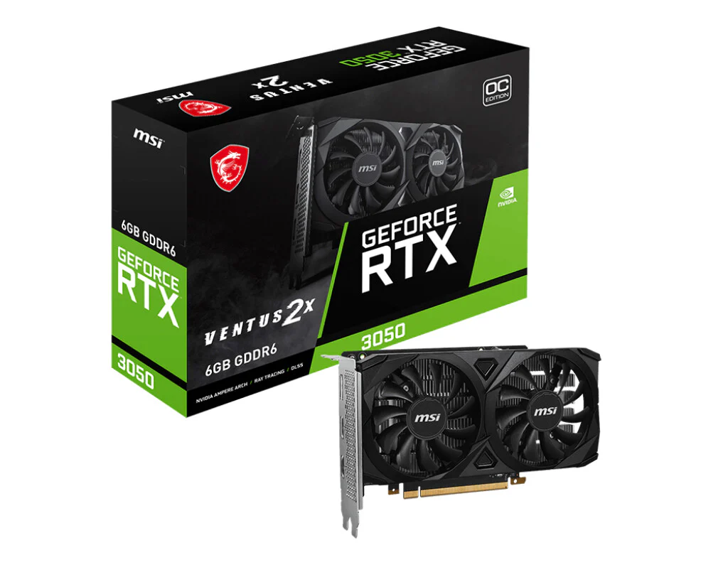 MSI VENTUS 2X 6G OC - NVIDIA 6 GB GDDR6 Geforce RTX 3050 graphics card