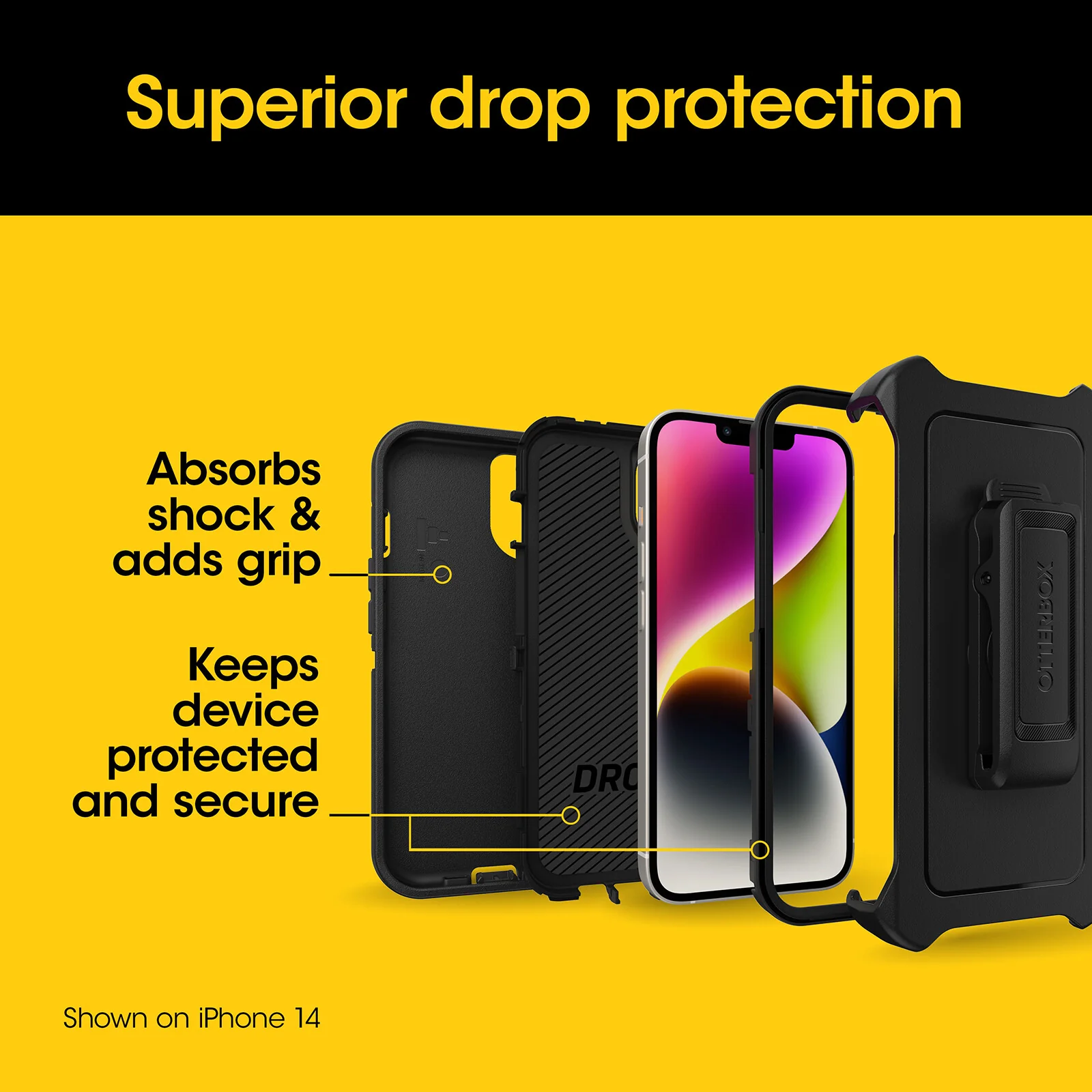 OtterBox Defender Series for iPhone 15 Pro in Black - Image 6