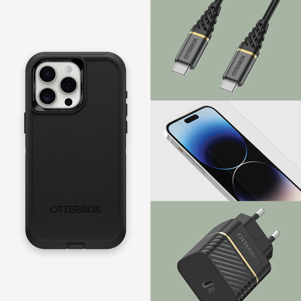 OtterBox Defender Series for iPhone 15 Pro Max in Black - No Packaging - Image 12