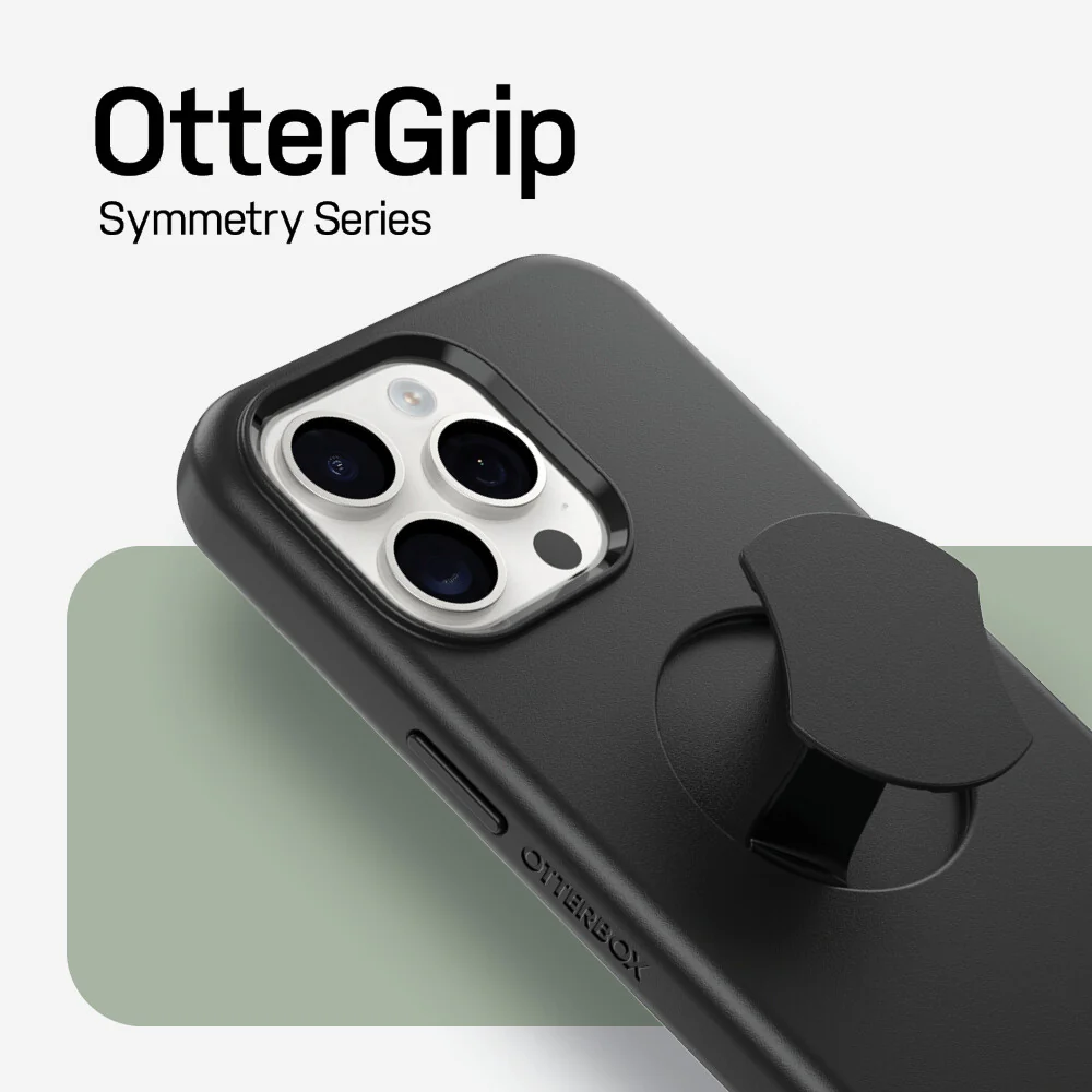 OtterBox OtterGrip Symmetry Series for iPhone 15 Pro Max in Black - Image 4