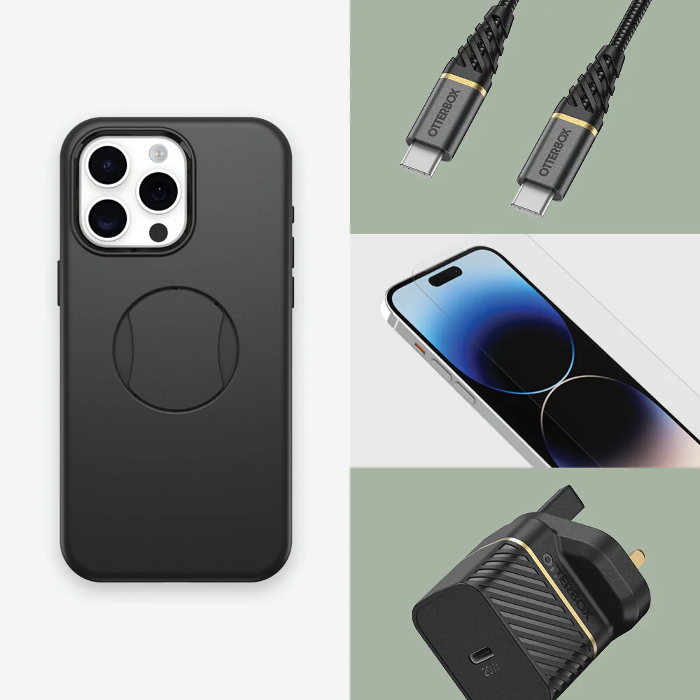 OtterBox OtterGrip Symmetry Series for iPhone 15 Pro Max in Black - Image 8