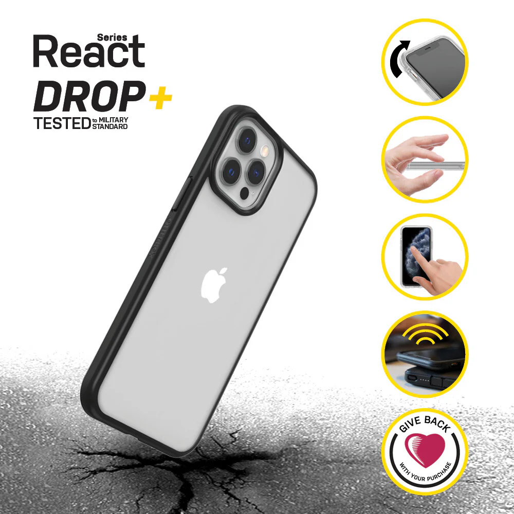 OtterBox React Series for iPhone 12 / 12 Pro in Black - No Packaging - Image 8