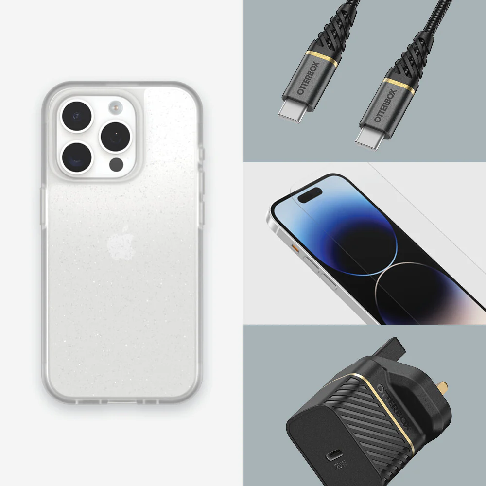 OtterBox React Series for iPhone 15 Pro in Stardust (Clear Glitter) - No Packaging - Image 9