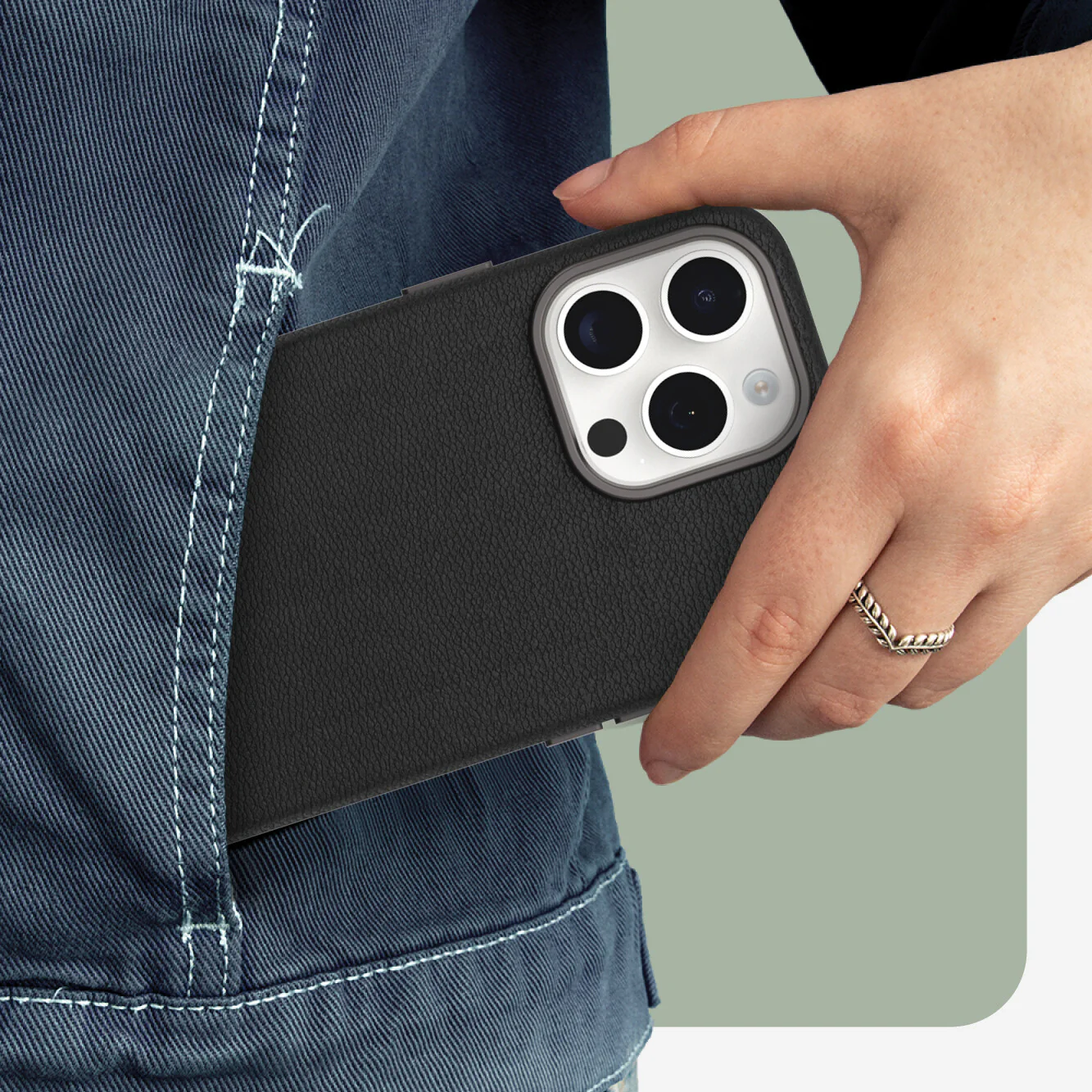OtterBox Symmetry Cactus with MagSafe for Apple iPhone 15 Pro Max in Noir Ash - Image 6