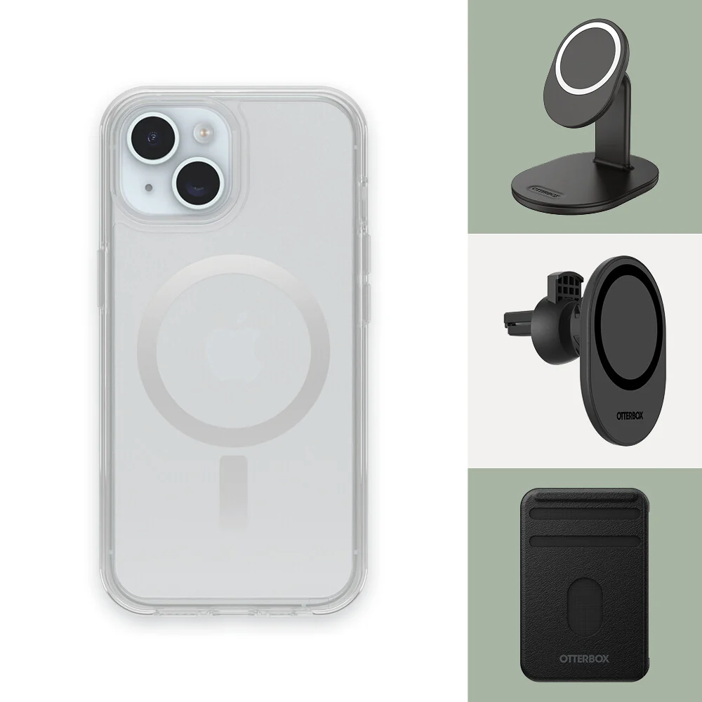 OtterBox Symmetry Clear Series with MagSafe for iPhone 15 in Clear - Image 12