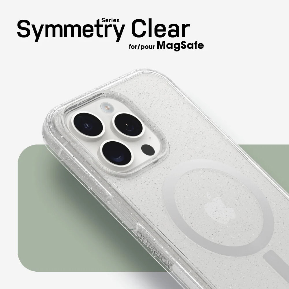 OtterBox Symmetry Clear Series for MagSafe for iPhone 15 Pro Max in Stardust (Clear Glitter) - Image 5