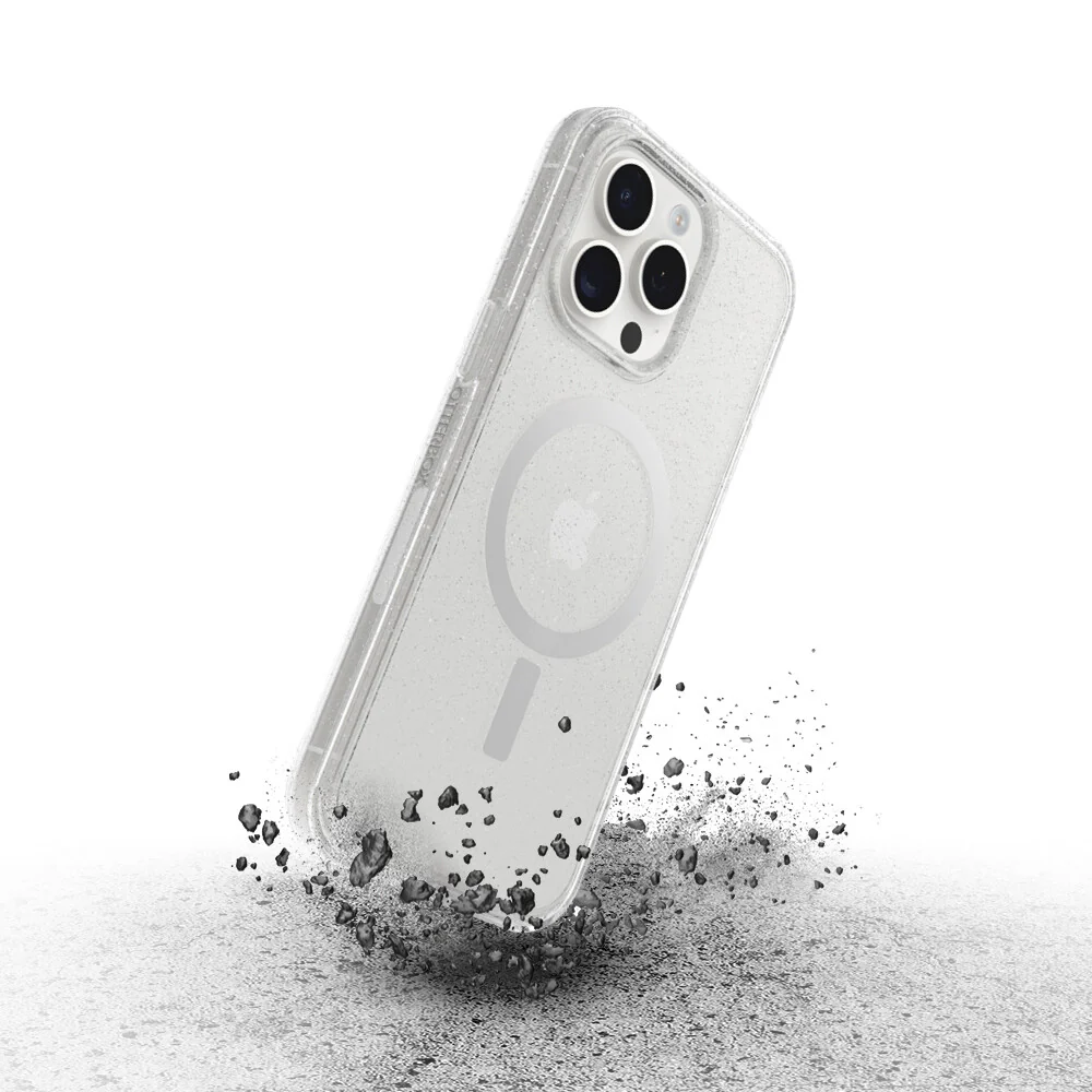 OtterBox Symmetry Clear Series for MagSafe for iPhone 15 Pro Max in Stardust (Clear Glitter) - Image 6