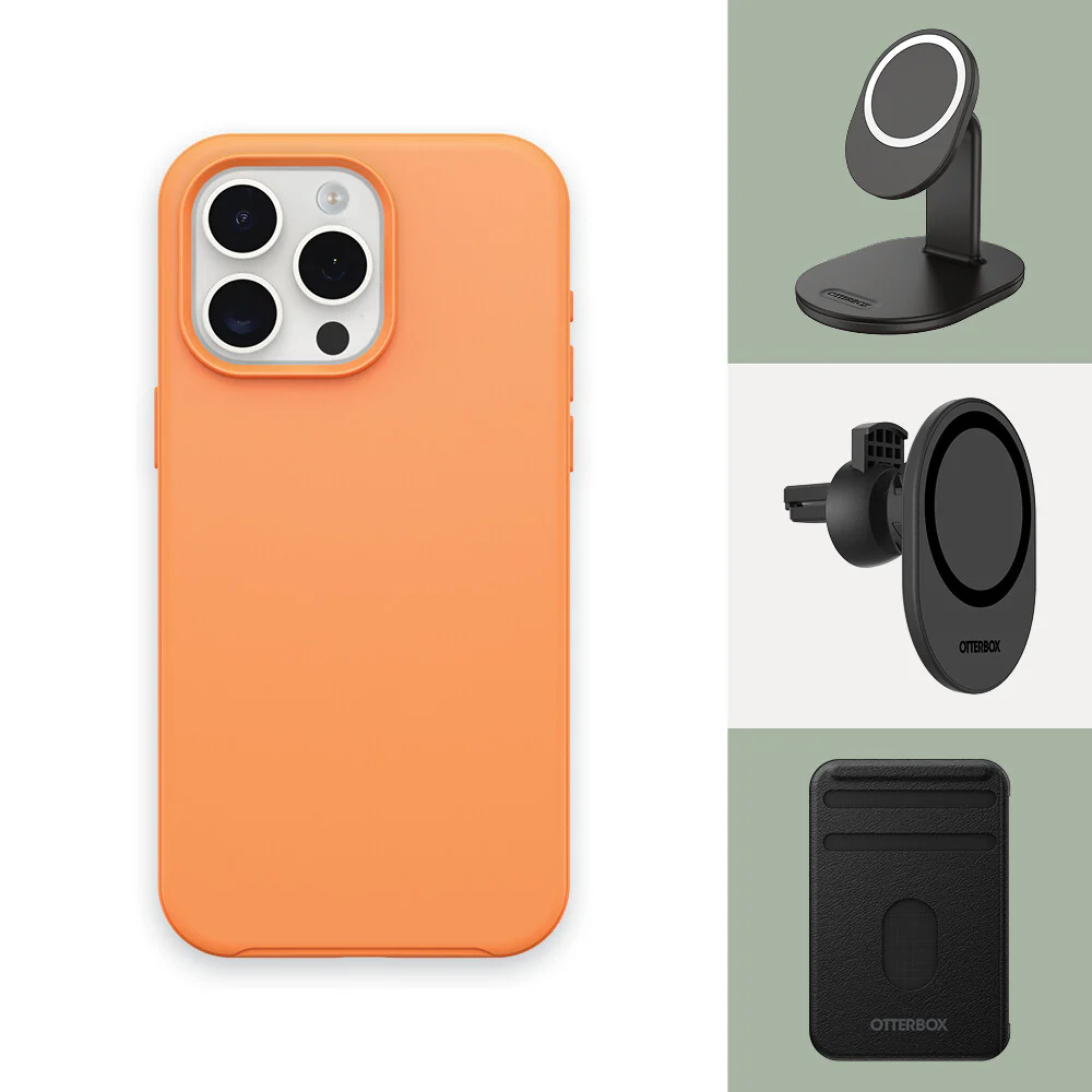 OtterBox Symmetry Series for MagSafe for iPhone 15 Pro in Sunstone (Orange) - Image 8