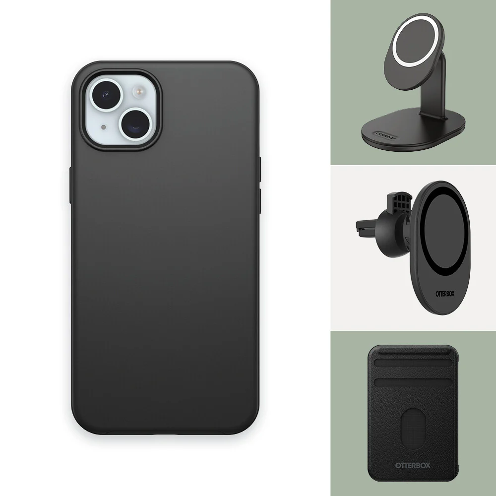 OtterBox Symmetry Series with MagSafe for iPhone 15 in Black - Image 8