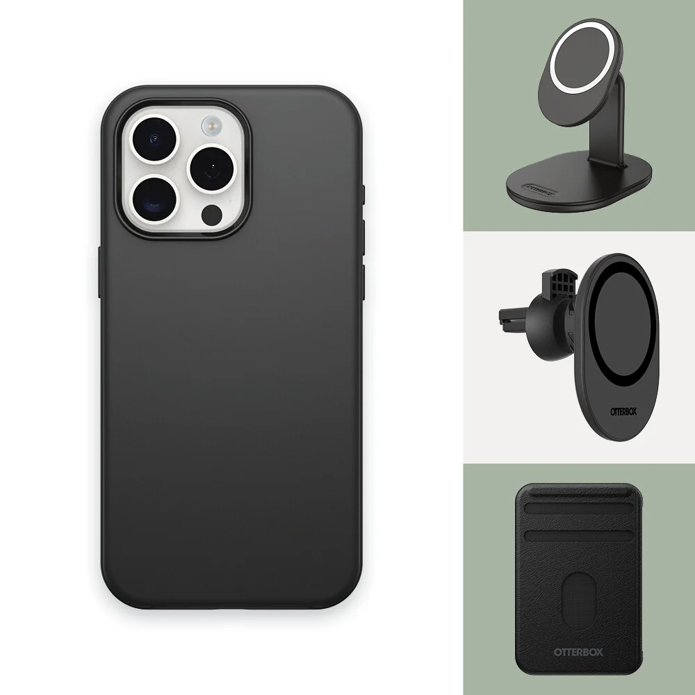 OtterBox Symmetry Series with MagSafe for iPhone 15 Pro in Black - Image 8