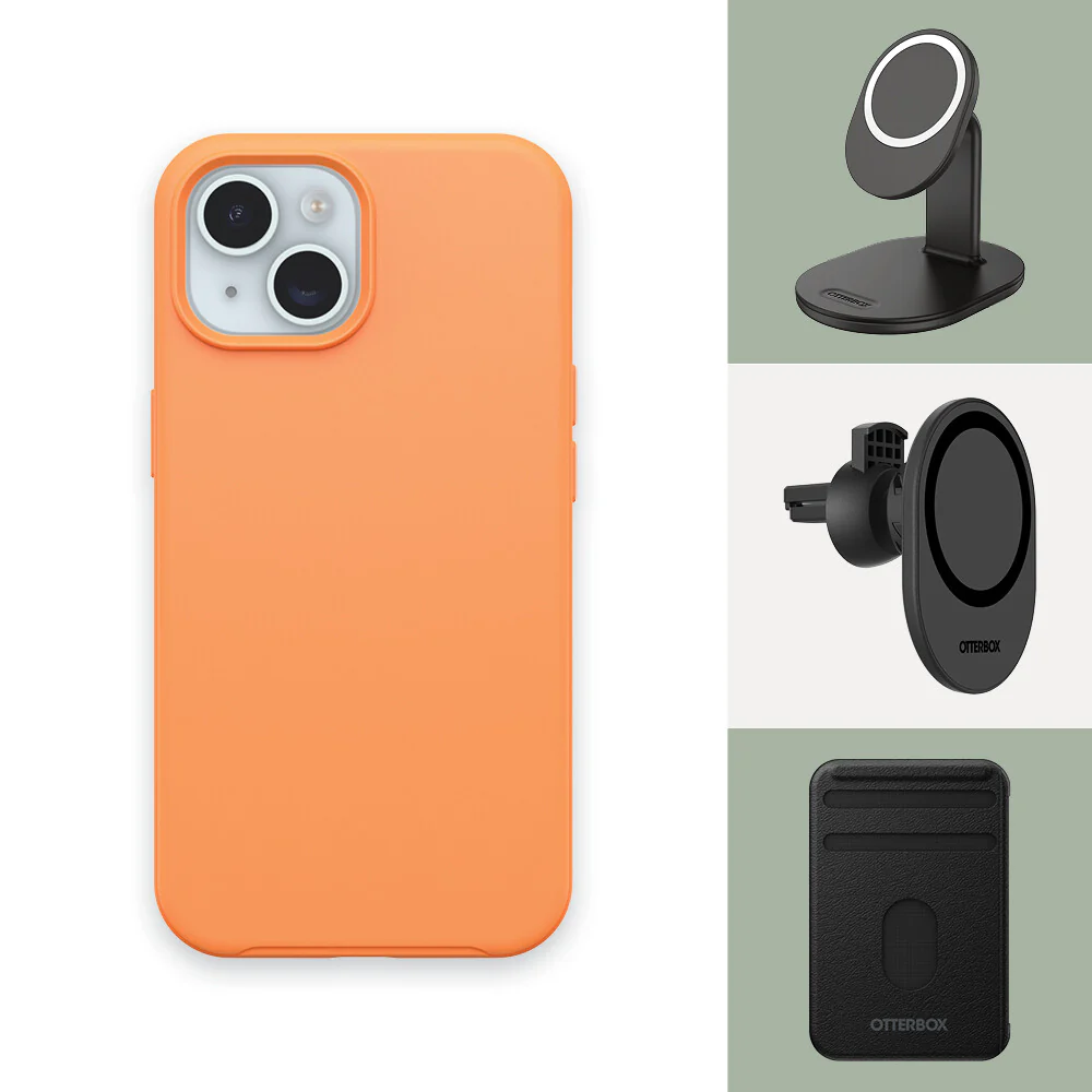 OtterBox Symmetry Series for MagSafe for iPhone 15 in Sunstone (Orange) - Image 8