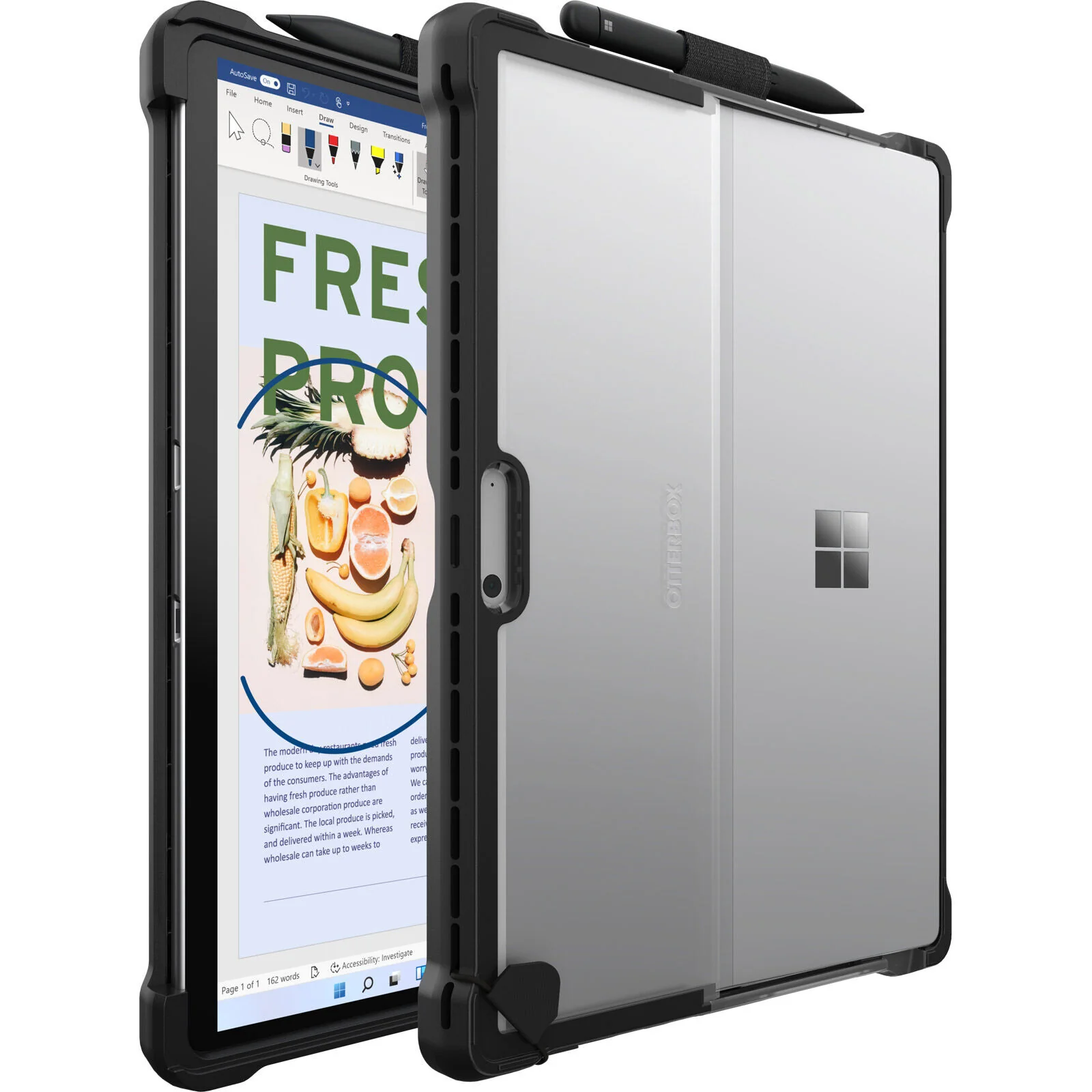 OtterBox Symmetry Studio for Microsoft Surface Pro 8 in Black / Transparent - Image 3