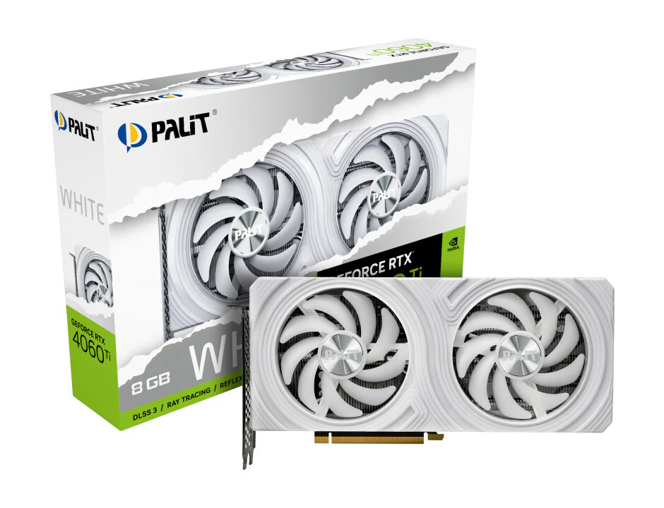 Palit WHITE - NVIDIA 8 GB GDDR6 GeForce RTX 4060 Ti graphics card