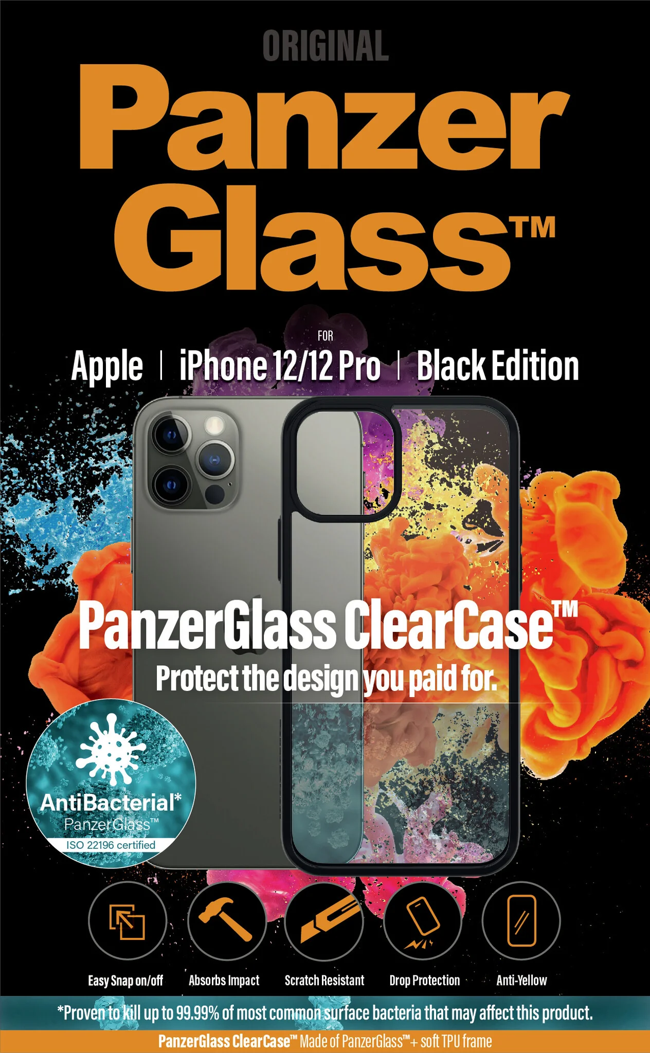 PanzerGlass ® ClearCase for iPhone 12 / 12 Pro in Black - Image 2