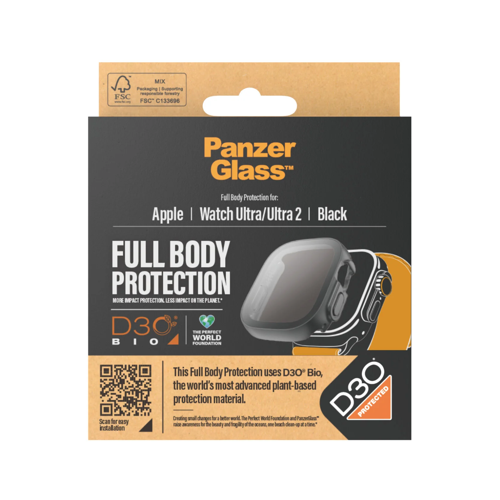 PanzerGlass ® Screen Protector Full Body with D3O® Apple Watch Ultra | 49mm | Black - Image 3