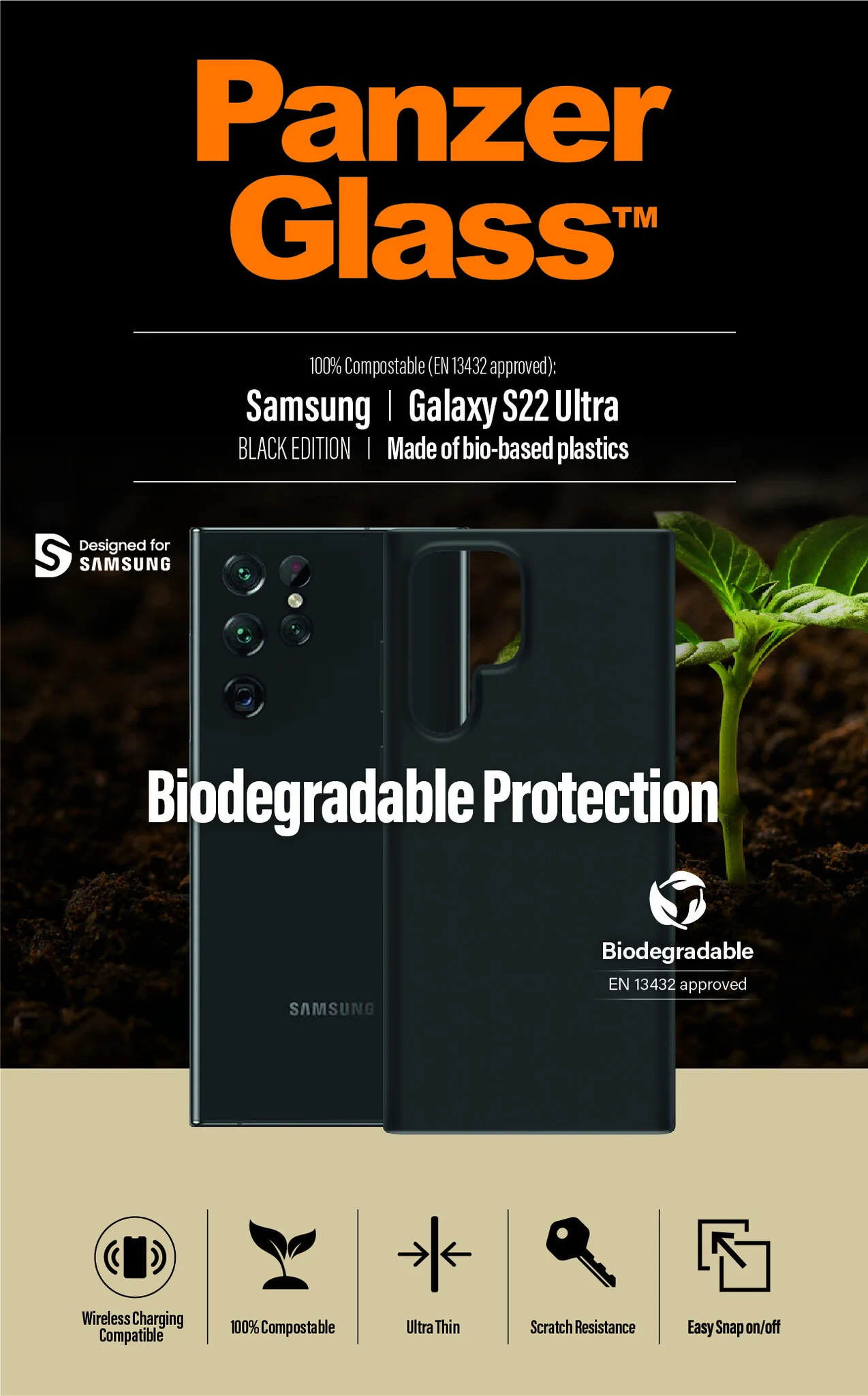 PanzerGlass ® Biodegradable Case for Galaxy S22 Ultra in Black - Image 7
