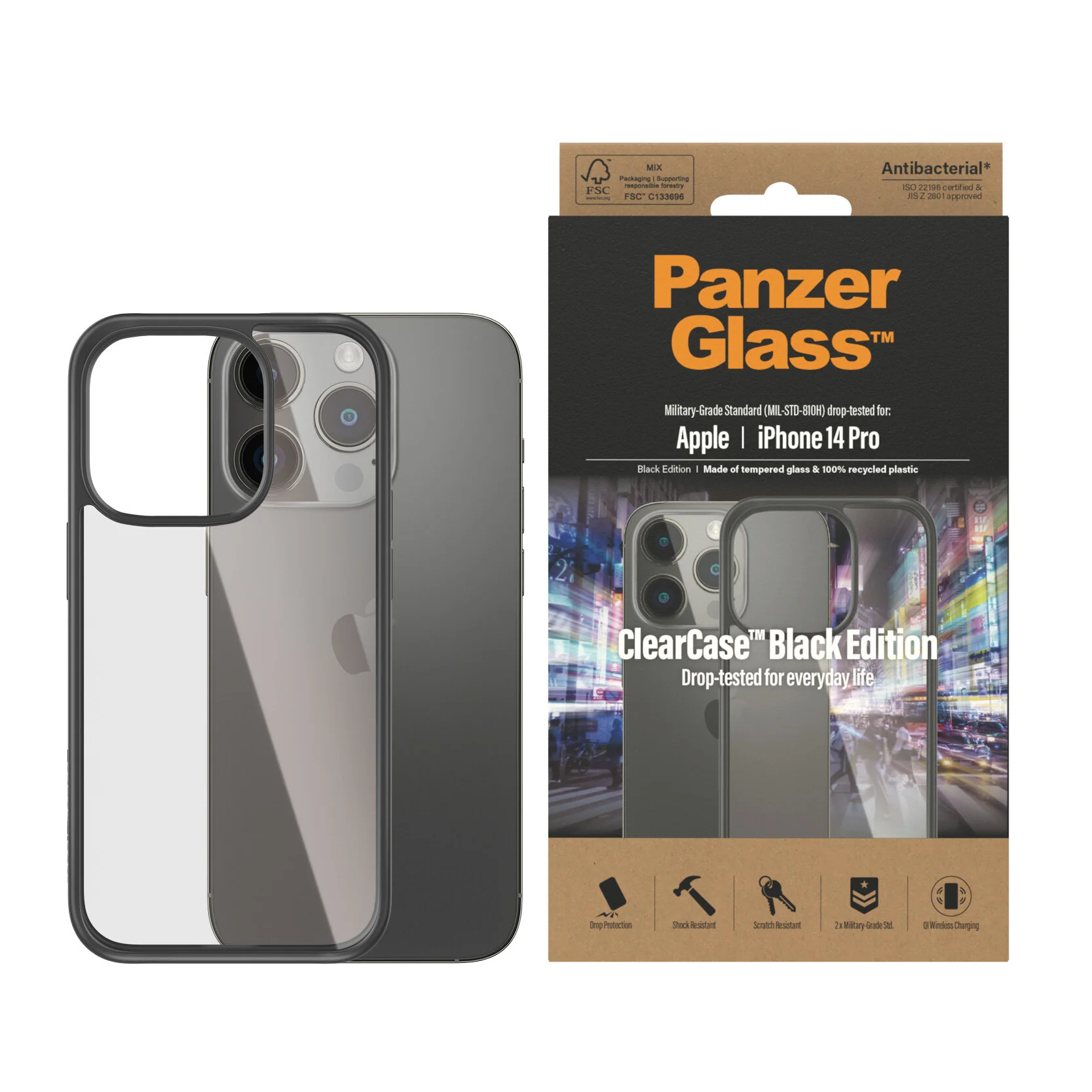 PanzerGlass ® ClearCase for iPhone 14 Pro in Black - Image 2