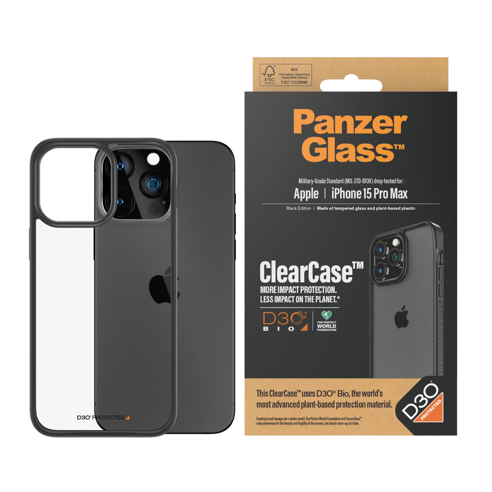 PanzerGlass ® ClearCase with D3O for iPhone 15 Pro Max in Black - Image 2
