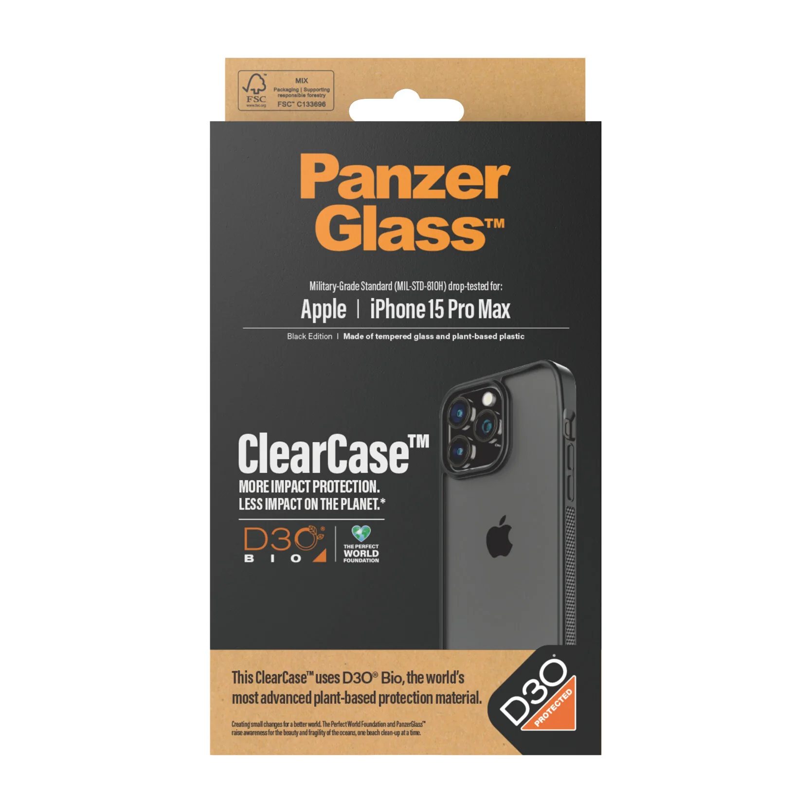 PanzerGlass ® ClearCase with D3O for iPhone 15 Pro Max in Black - Image 3
