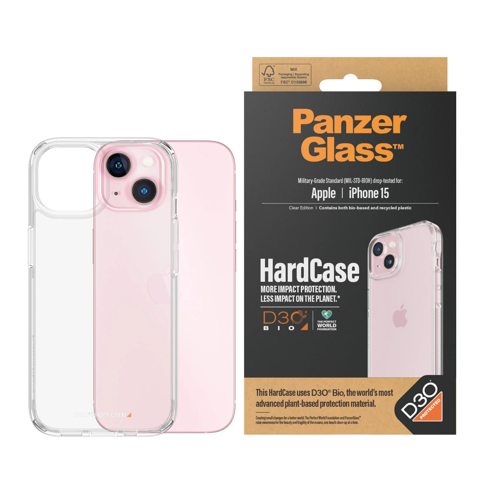PanzerGlass ® HardCase with D3O for iPhone 15 in Transparent - Image 2