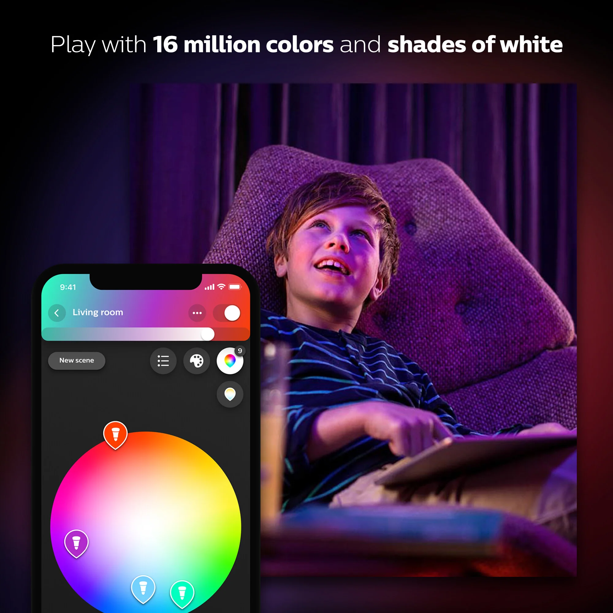 Philips Hue Smart lightbulb - White and Colour - E27 (Pack of 2) - Image 3