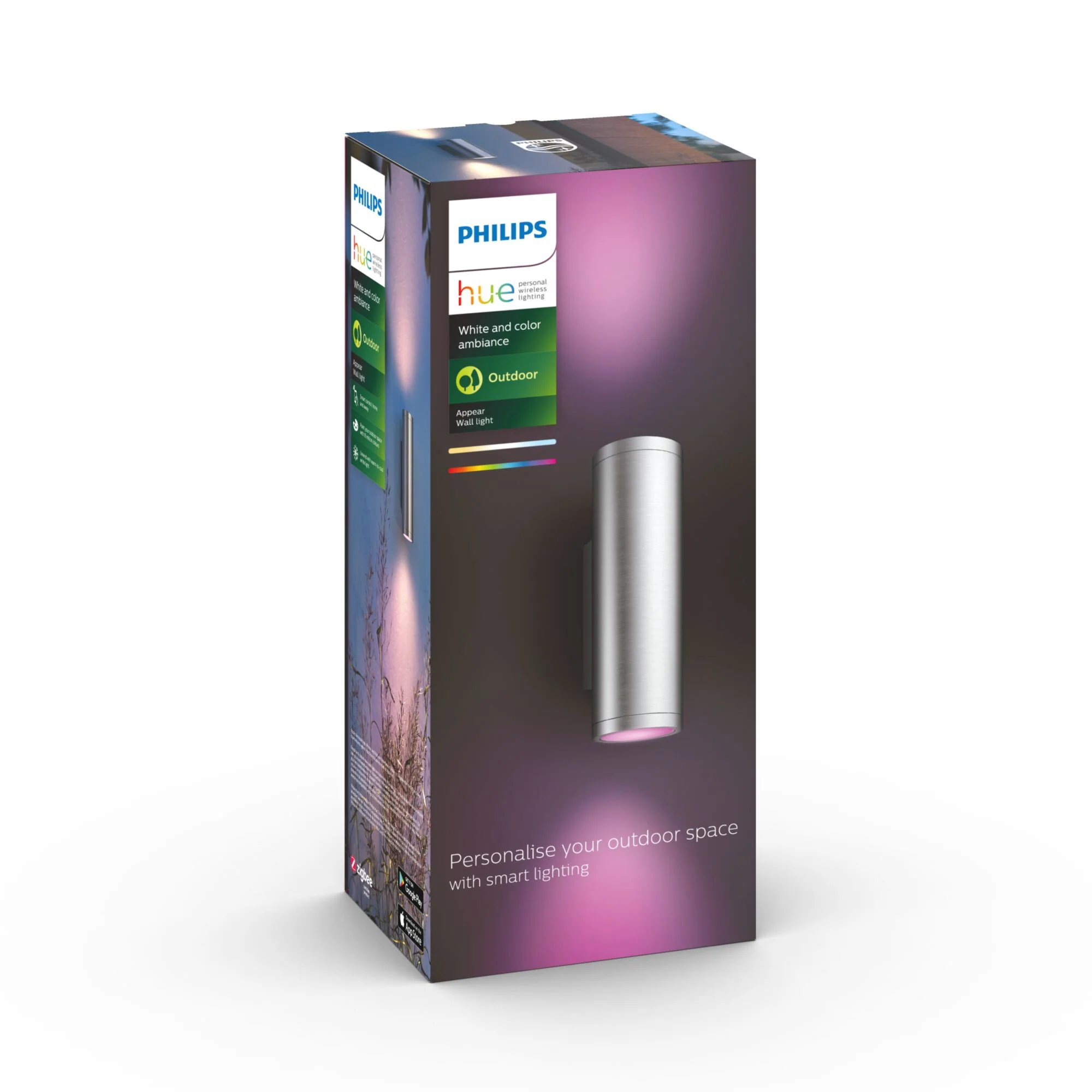 Philips Hue Appear Outdoor wall light in Stainless Steel - White and colour ambience - Image 3