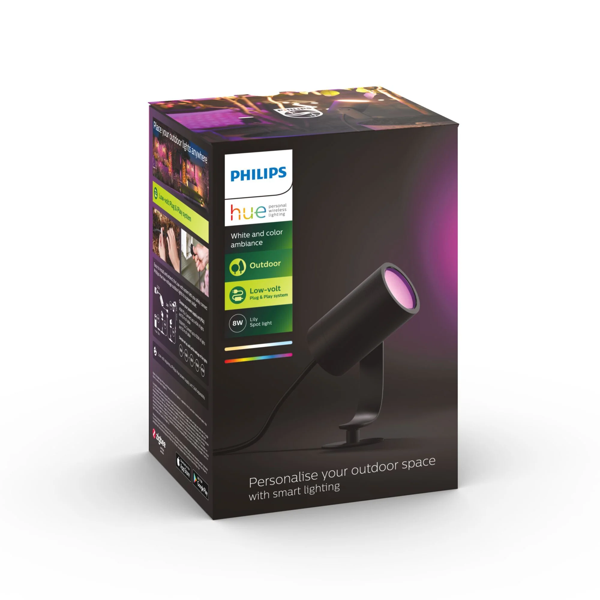 Philips Hue Lily Outdoor spot light Extension Kit in Black - White and colour ambience (Pack of 1) - Image 8