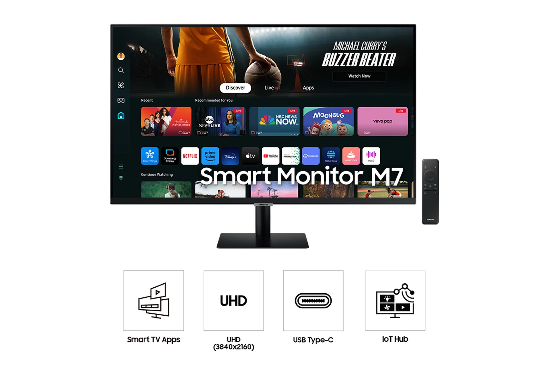 Samsung 32" M70D - 81.3 cm (32") - 3840 x 2160 pixels 4K Ultra HD LED Monitor - Image 4
