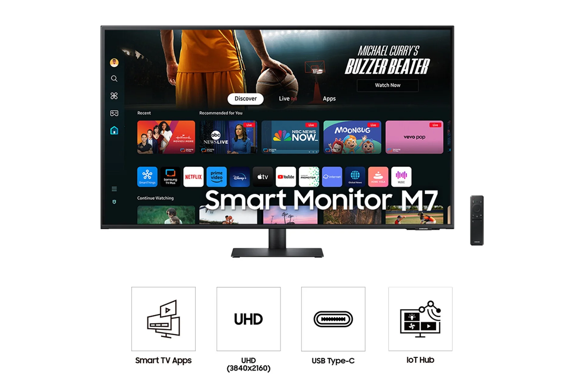 Samsung Smart Monitor M7 - 109.2 cm (43") - 3840 x 2160 pixels 4K UHD LCD Monitor with Remote - Image 5