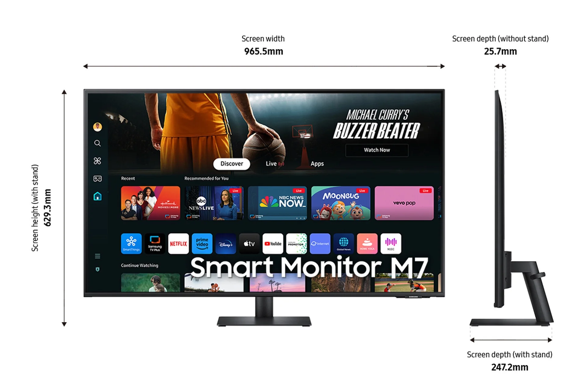 Samsung Smart Monitor M7 - 109.2 cm (43") - 3840 x 2160 pixels 4K UHD LCD Monitor with Remote - Image 6