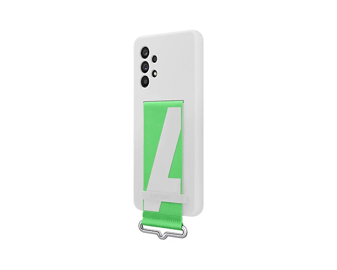 Samsung Silicone Cover with Strap for Galaxy A53 (5G) in White - Image 3