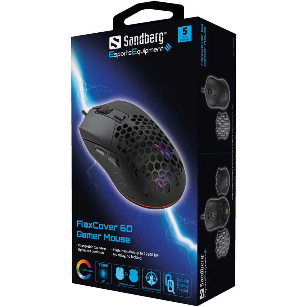 Sandberg FlexCover 6D - Wired USB Gaming Mouse - 12,800 DPI - Image 9