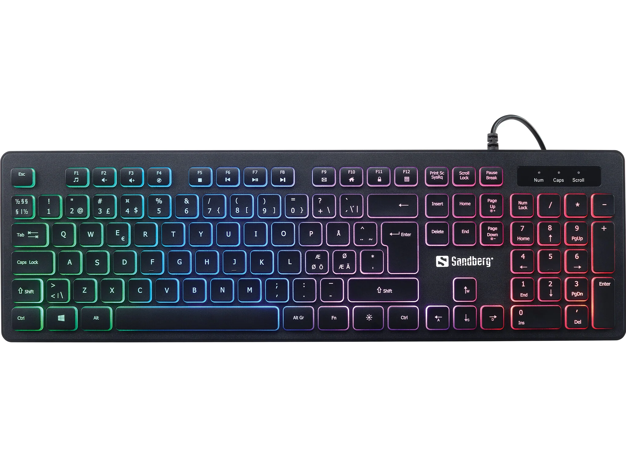Sandberg E-Sports - USB Wired Membrane Gaming Keyboard in Black (QWERTY Nordic) - Image 2