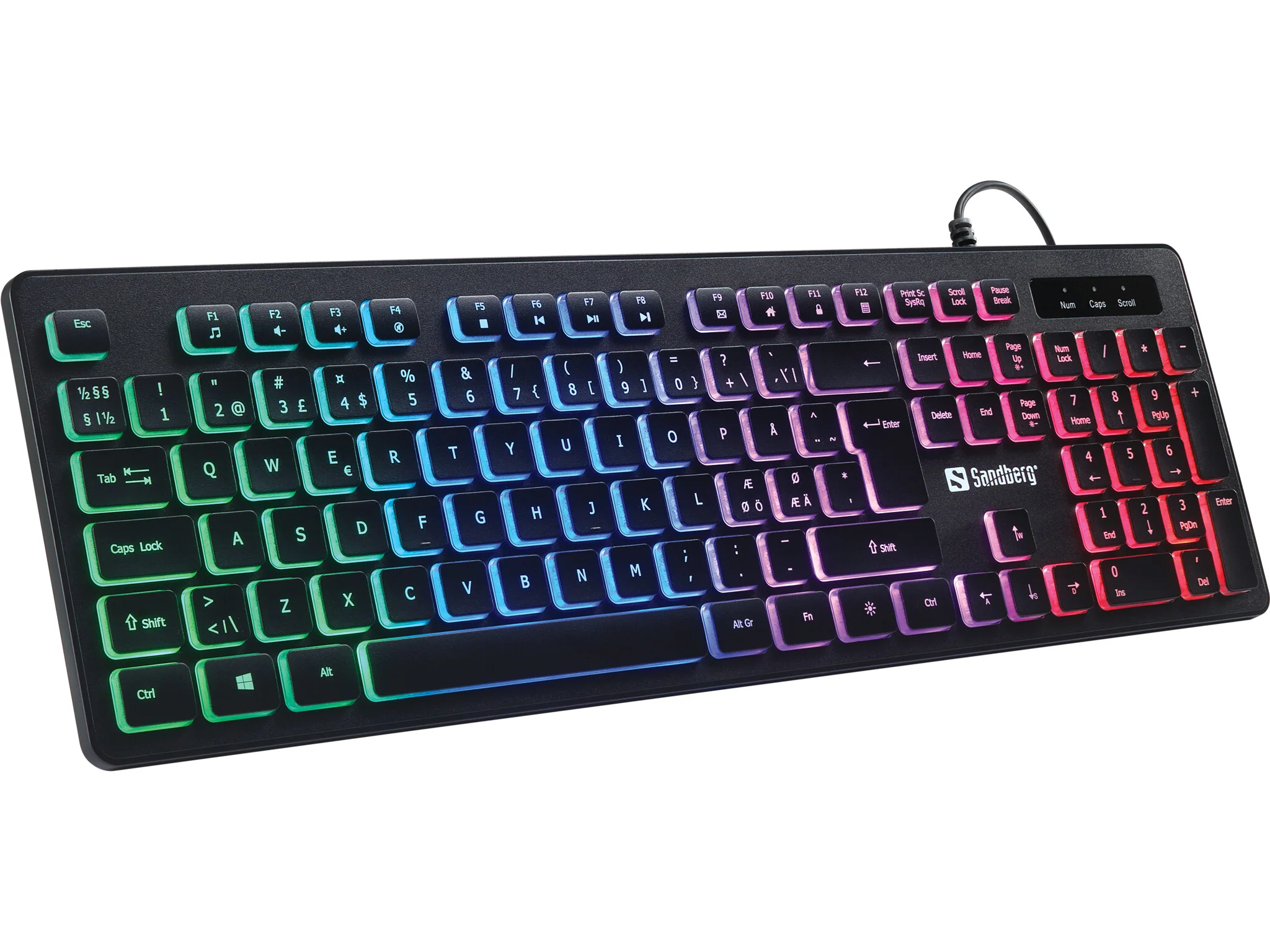 Sandberg E-Sports - USB Wired Membrane Gaming Keyboard in Black (QWERTY Nordic) - Image 3