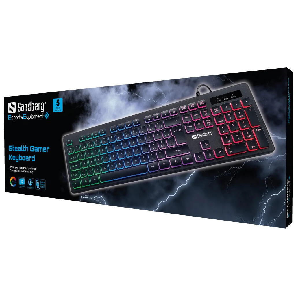 Sandberg E-Sports - USB Wired Membrane Gaming Keyboard in Black (QWERTY Nordic) - Image 4