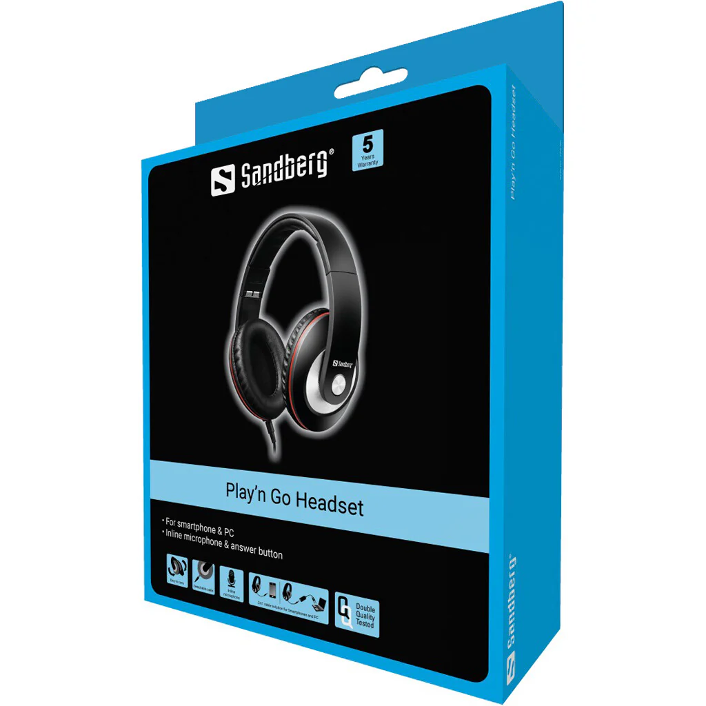 Sandberg Play'n Go - Wired Over-Ear Headset in Black - Image 2