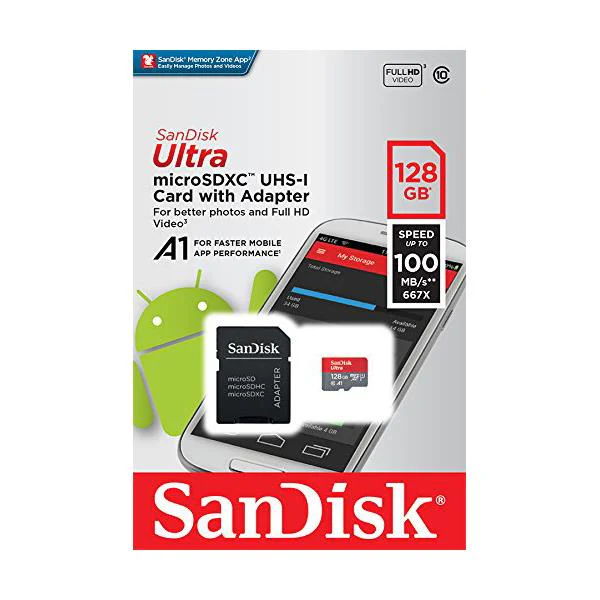 Sandisk Ultra A1 128GB Micro SD Memory Card with Adapter - Image 3