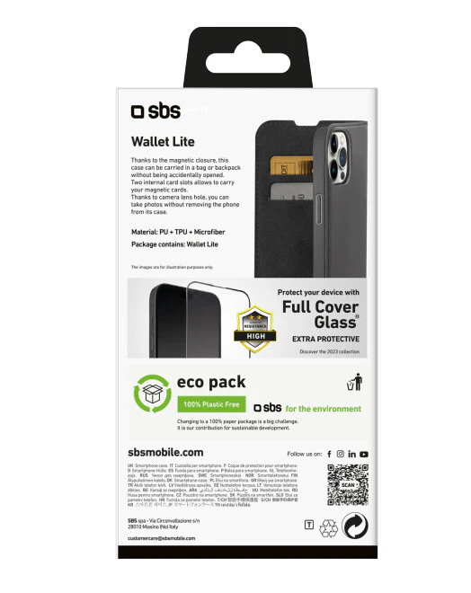SBS Wallet Lite mobile phone case for iPhone 15 Pro in Black - Image 3