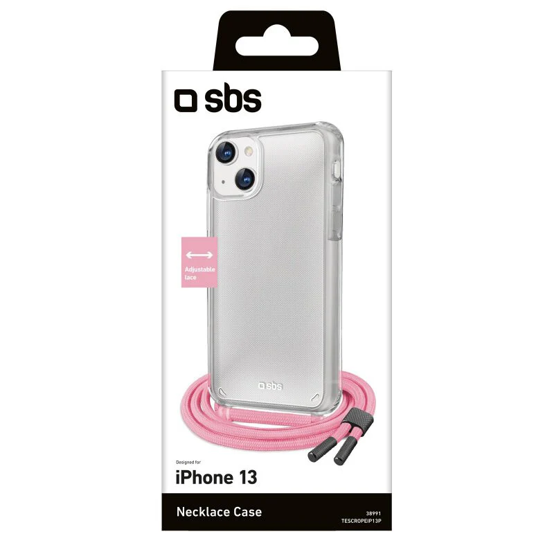 SBS Necklace mobile phone case for iPhone 13 in Pink / Transparent - Image 3