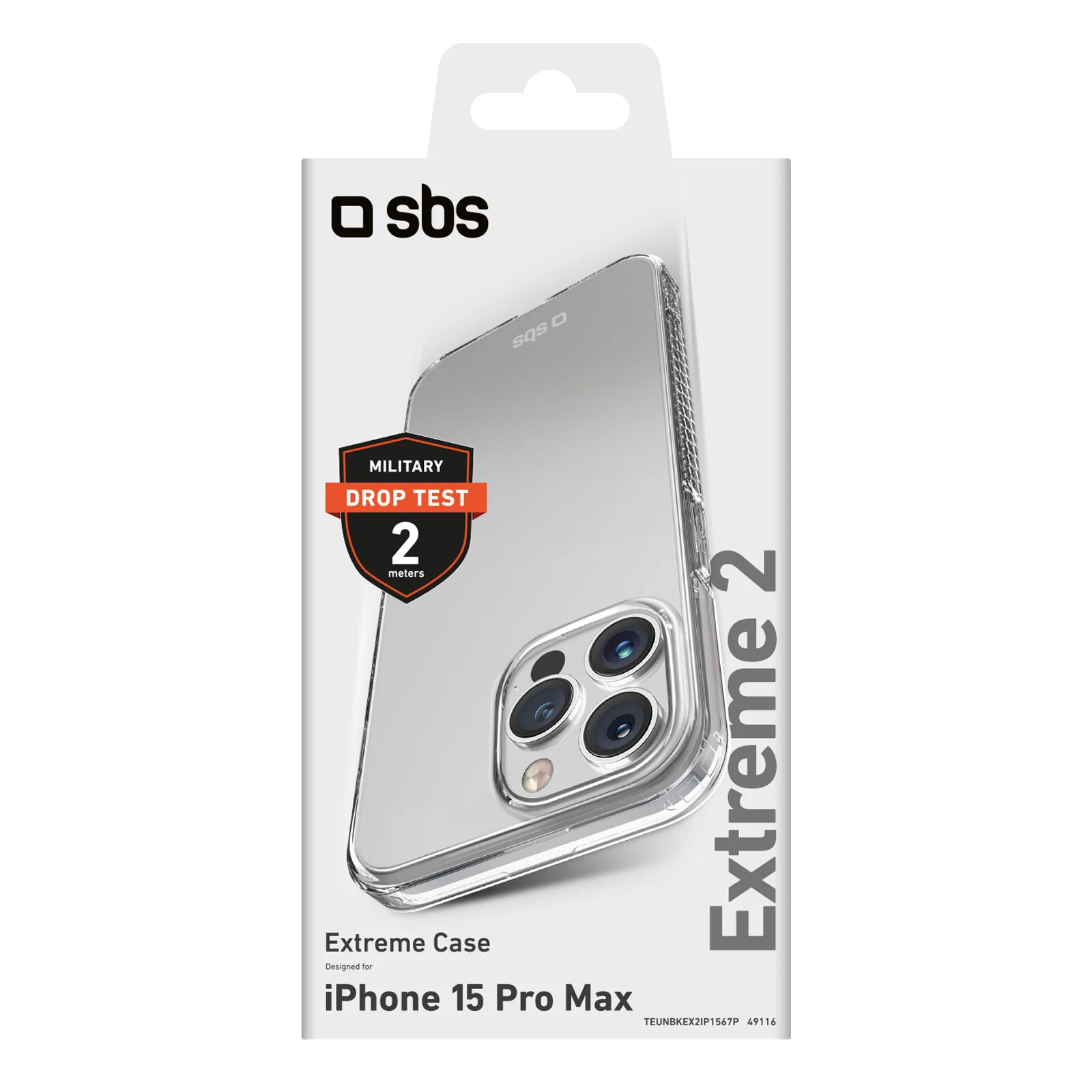 SBS Extreme X2 mobile phone case for iPhone 15 Pro Max in Transparent - Image 3