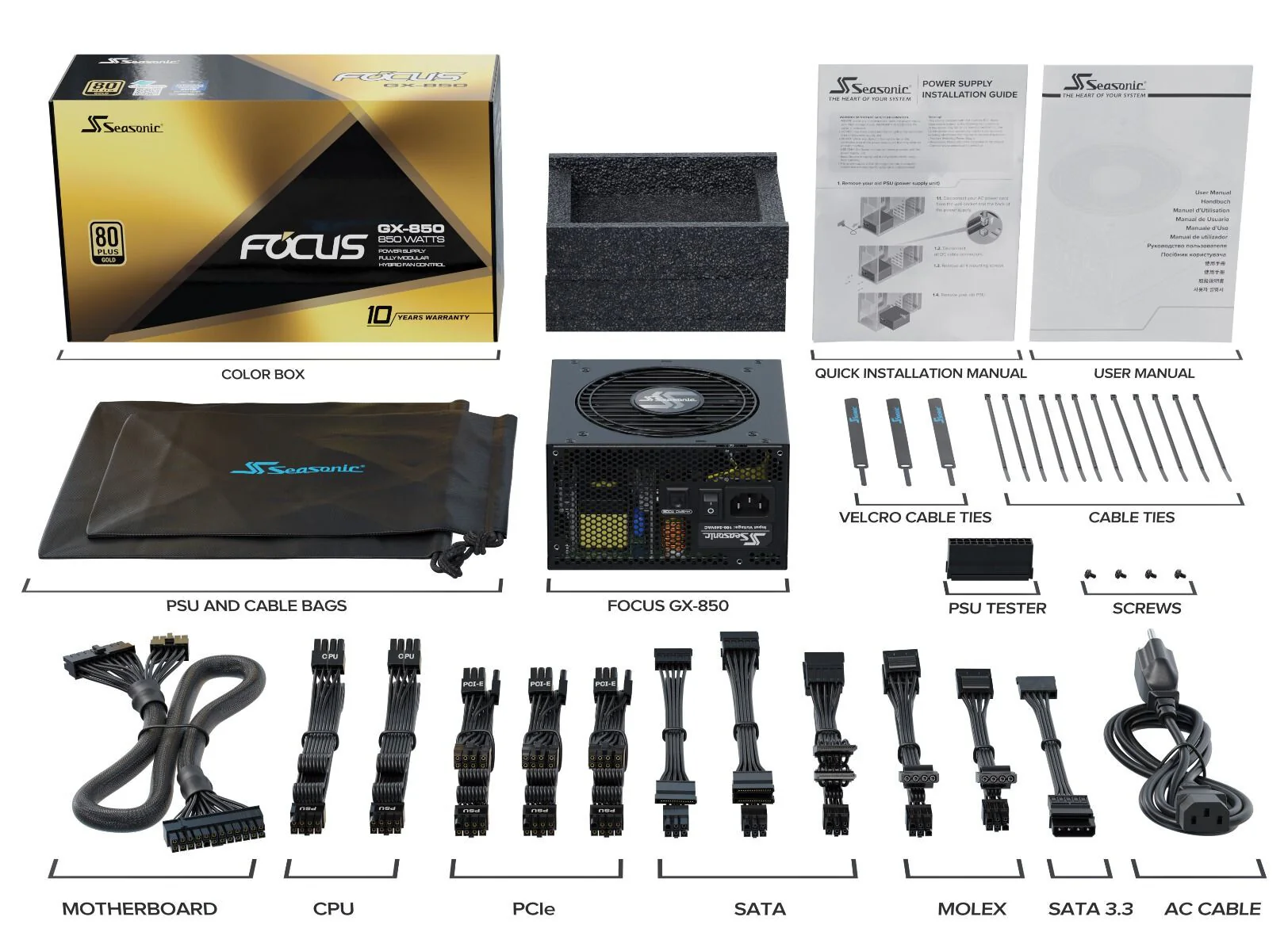 Seasonic FOCUS GX - 850W 80+ Gold Fully Modular Power Supply Unit - Image 12