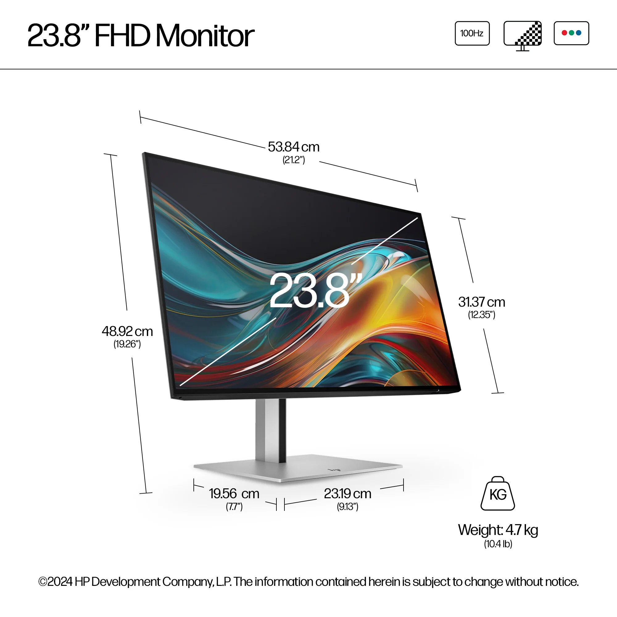HP Series 7 Pro 724PF - 60.5cm (23.8") - 1920 x 1080 pixels Full HD LED Monitor - Image 9