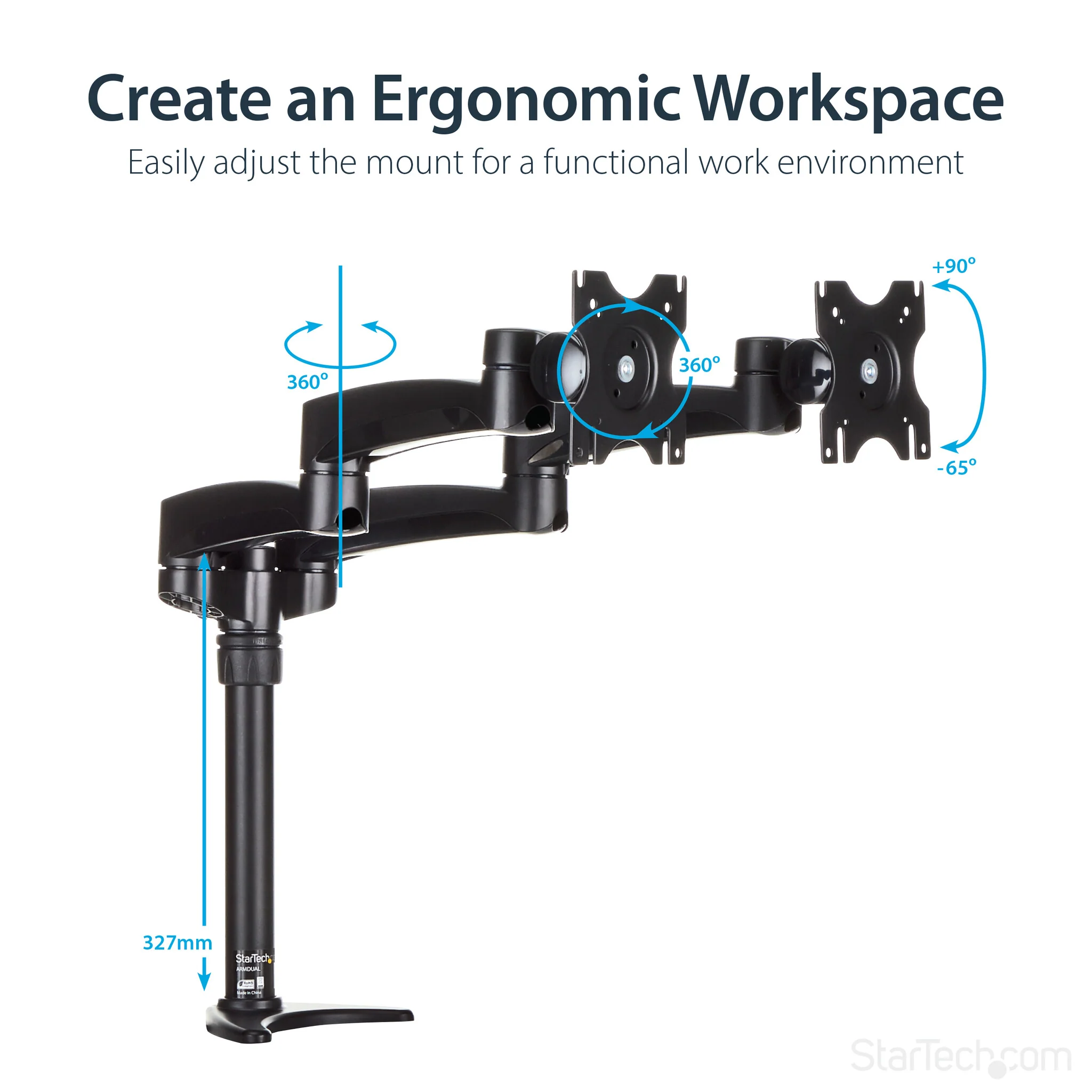 StarTech.com ARMDUAL - Desk monitor mount for 30.5 cm (12") to 61 cm (24") - Image 13