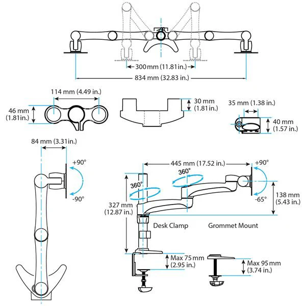 StarTech.com ARMDUAL - Desk monitor mount for 30.5 cm (12") to 61 cm (24") - Image 7