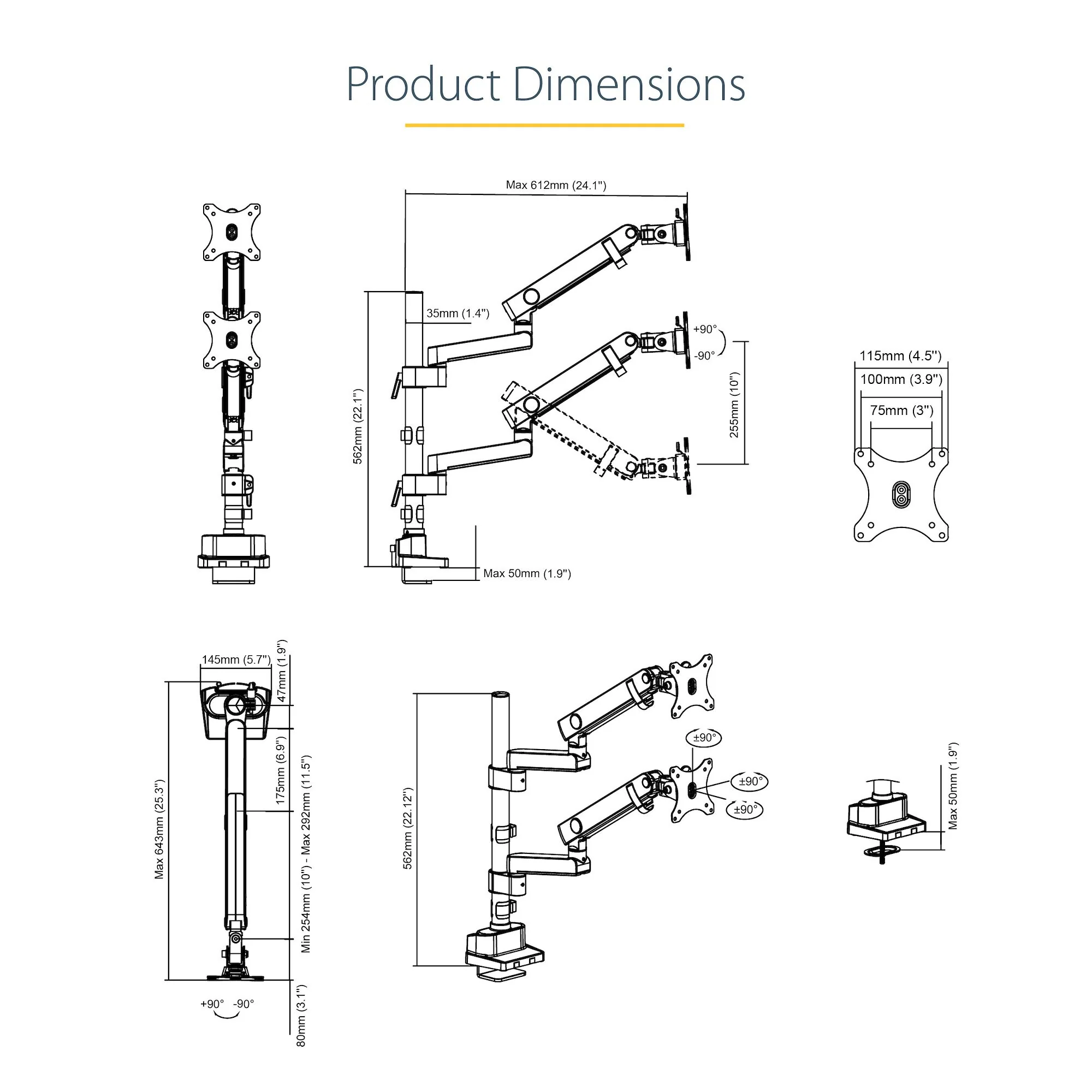 StarTech.com ARMDUALPIVOT Desk monitor mount for 81.3 cm (32") - Image 18