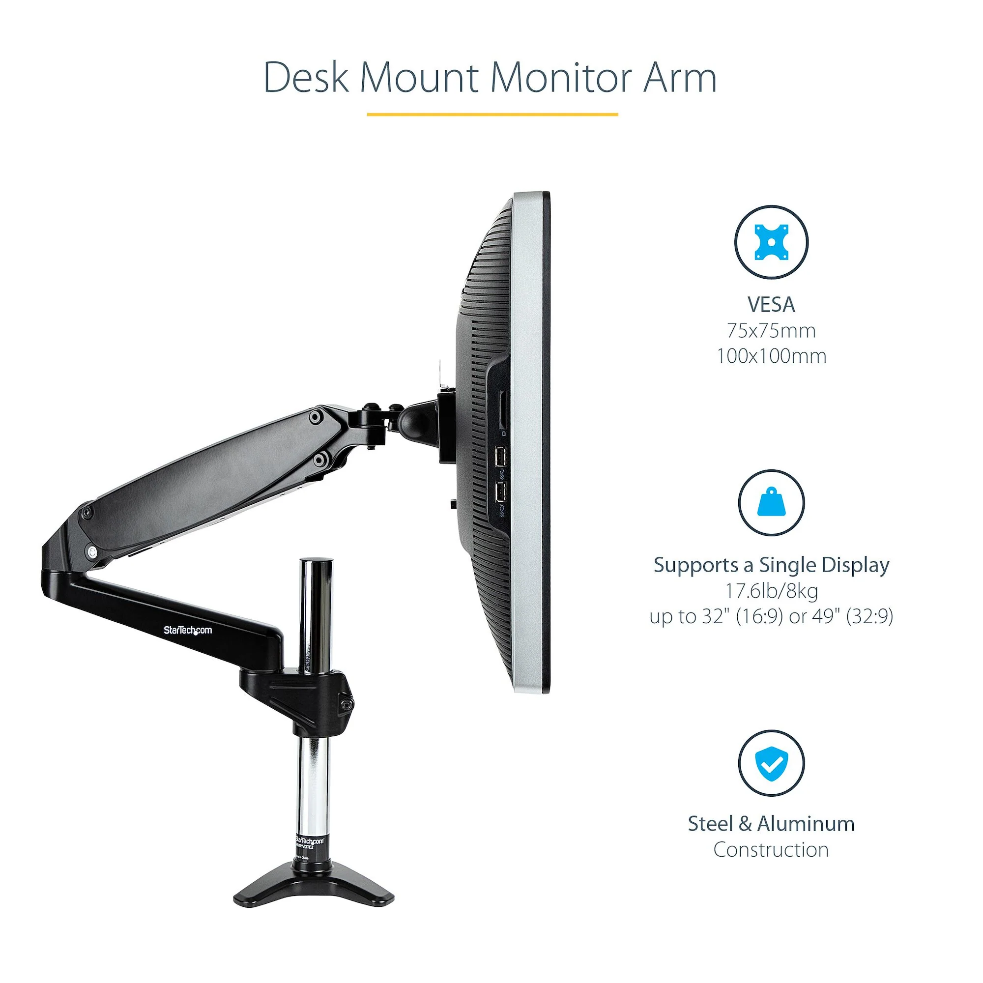 StarTech.com ARMPIVOTE2 - Desk monitor mount for 81.3 cm (32") to 124.5 cm (49") - Image 14