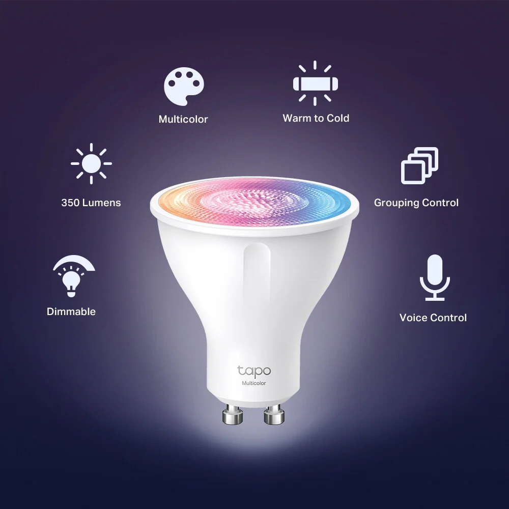 TP-Link Tapo Smart Wi-Fi Lightbulb - Multicolour - GU10 (Pack of 6) - Image 4
