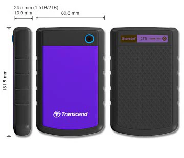 Transcend StoreJet 25H3 - 2.5" External hard drive in Purple - 2TB - Image 2